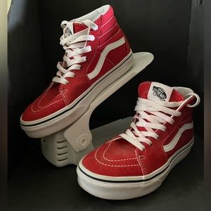 Kids red high top vans